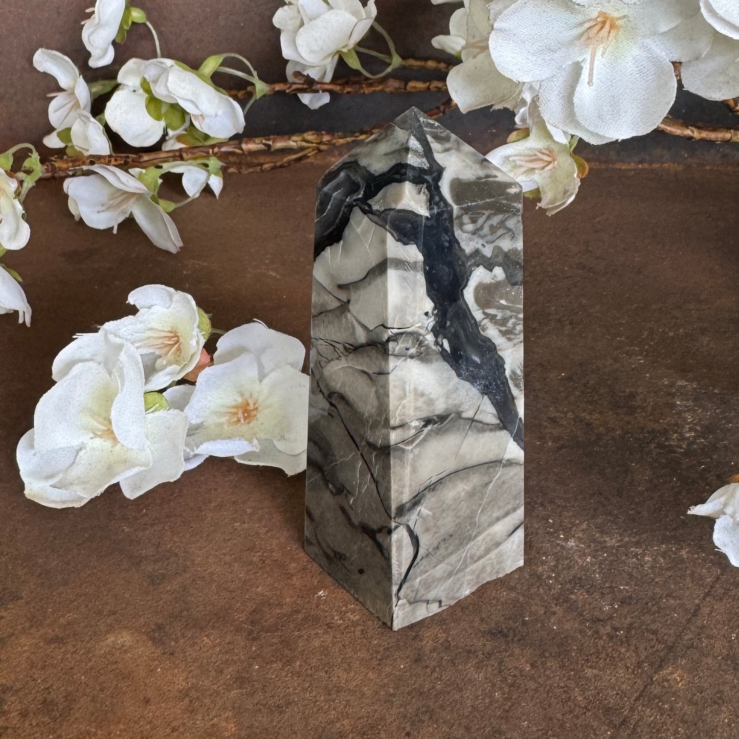 Volcanic Agate Four-Sided Crystal Tower – UV Reactive Healing Crystal