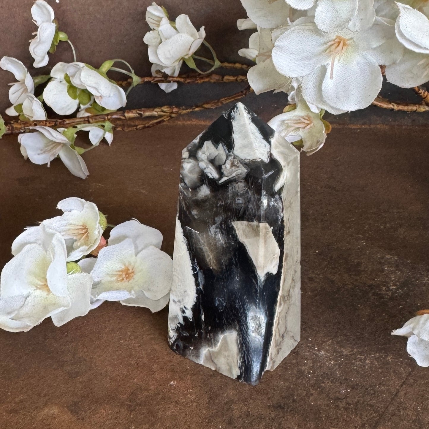 Volcanic Agate Four-Sided Crystal Tower – UV Reactive Healing Crystal