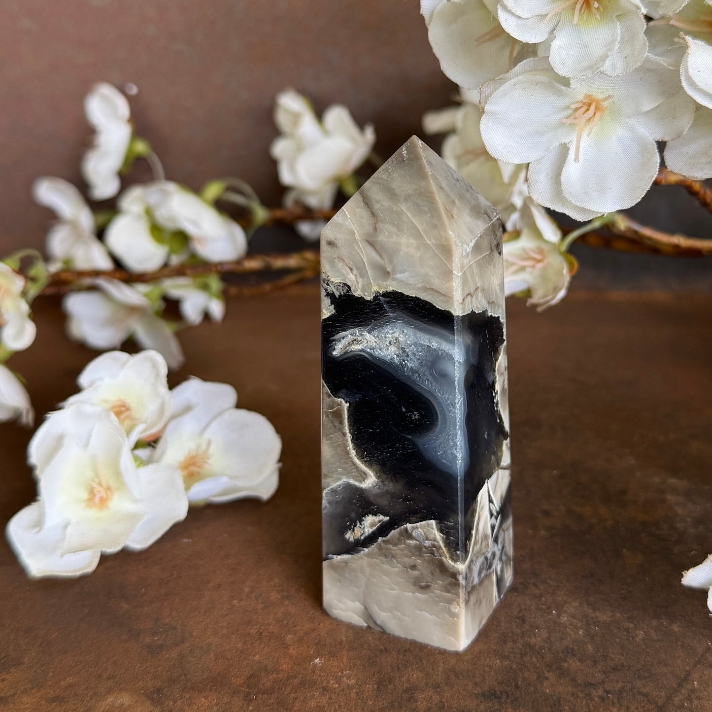 Volcanic Agate Four-Sided Crystal Tower – UV Reactive Healing Crystal