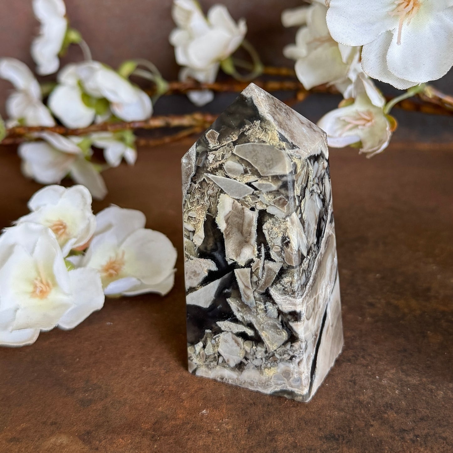 Volcanic Agate Four-Sided Crystal Tower – UV Reactive Healing Crystal