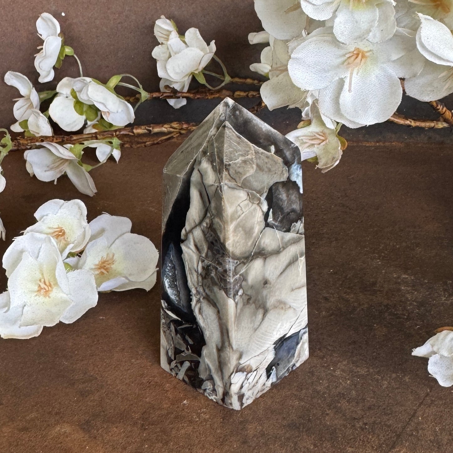 Volcanic Agate Four-Sided Crystal Tower – UV Reactive Healing Crystal