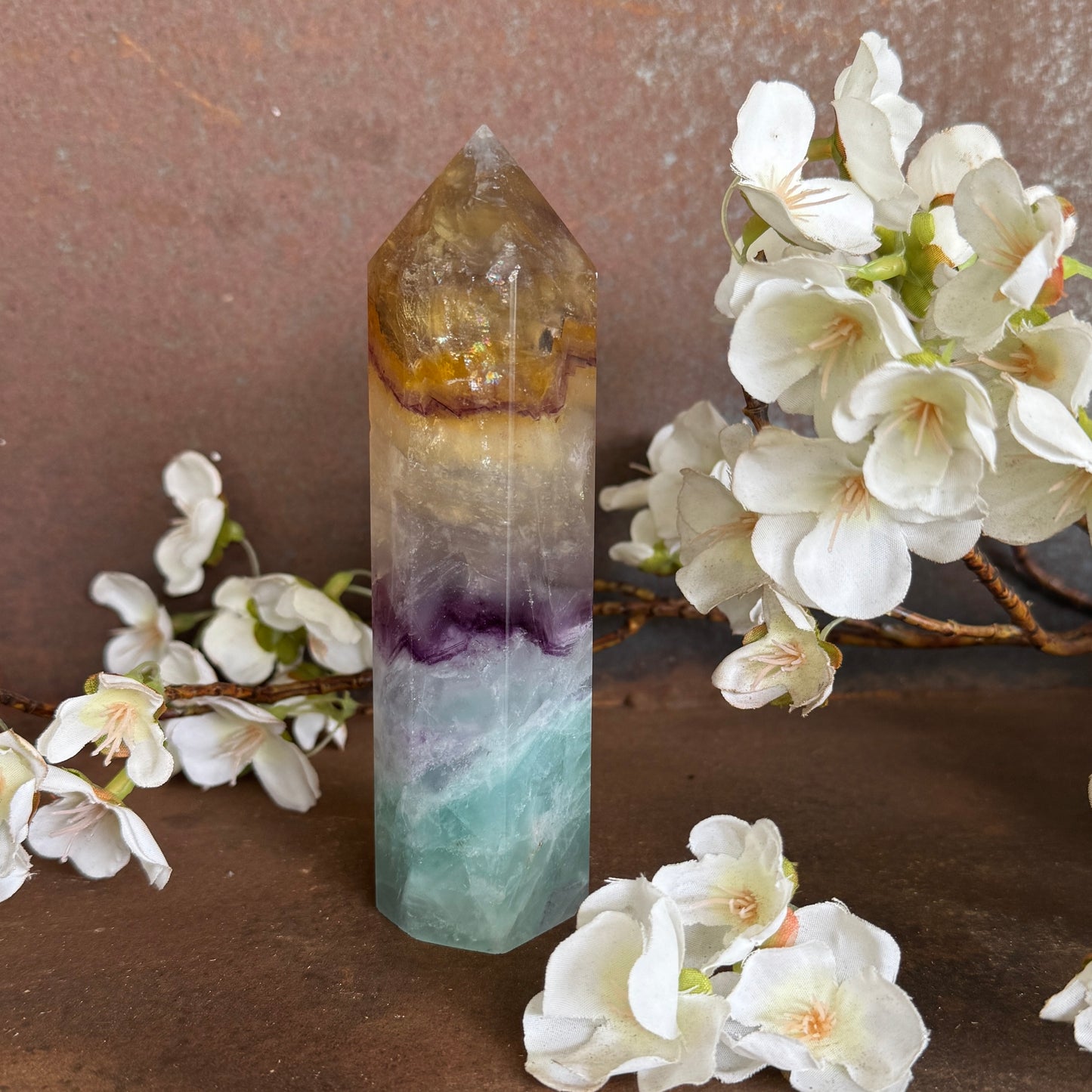 Rainbow Fluorite Crystal Tower – Clarity, Energy Alignment & Spiritual Healing