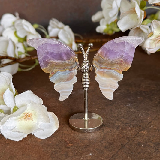 Mini Amethyst & Agate Crystal Butterfly – Protection, Peace & Spiritual Healing