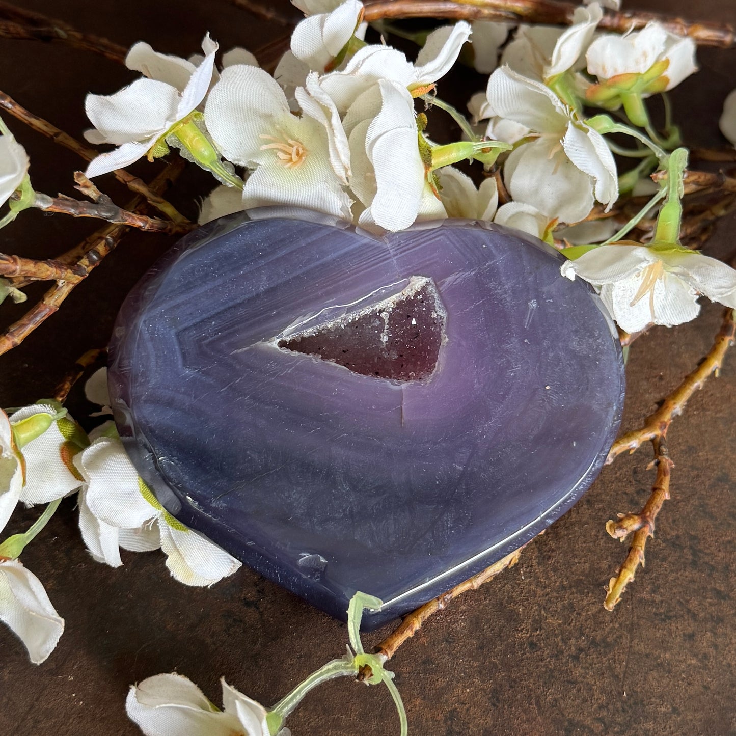 Agate Crystal Geode Druzy Hearts – Emotional Healing, Protection & Heart-Centred Balance