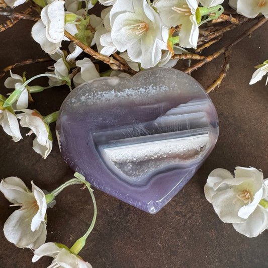 Agate Crystal Geode Druzy Hearts – Emotional Healing, Protection & Heart-Centred Balance