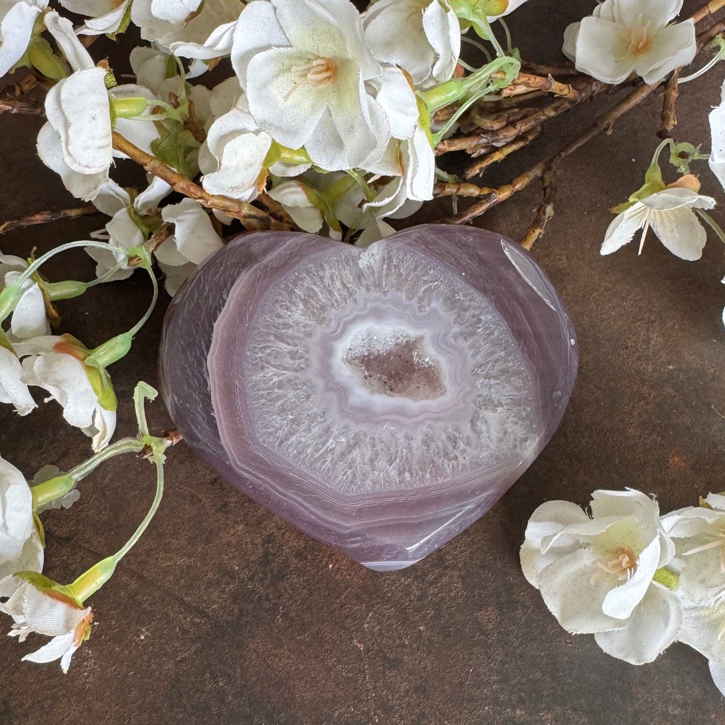 Agate Crystal Geode Druzy Hearts – Emotional Healing, Protection & Heart-Centred Balance