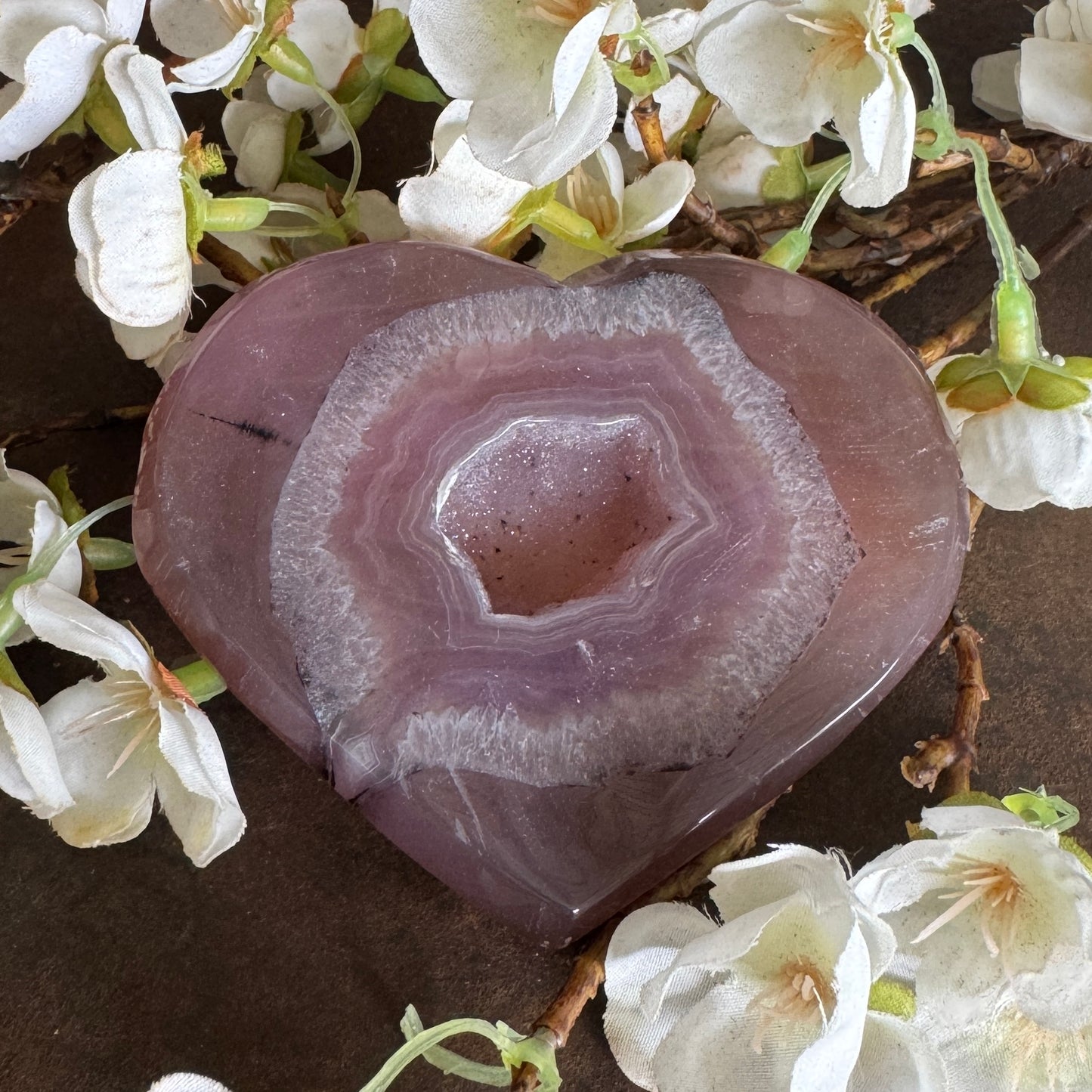 Agate Crystal Geode Druzy Hearts – Emotional Healing, Protection & Heart-Centred Balance