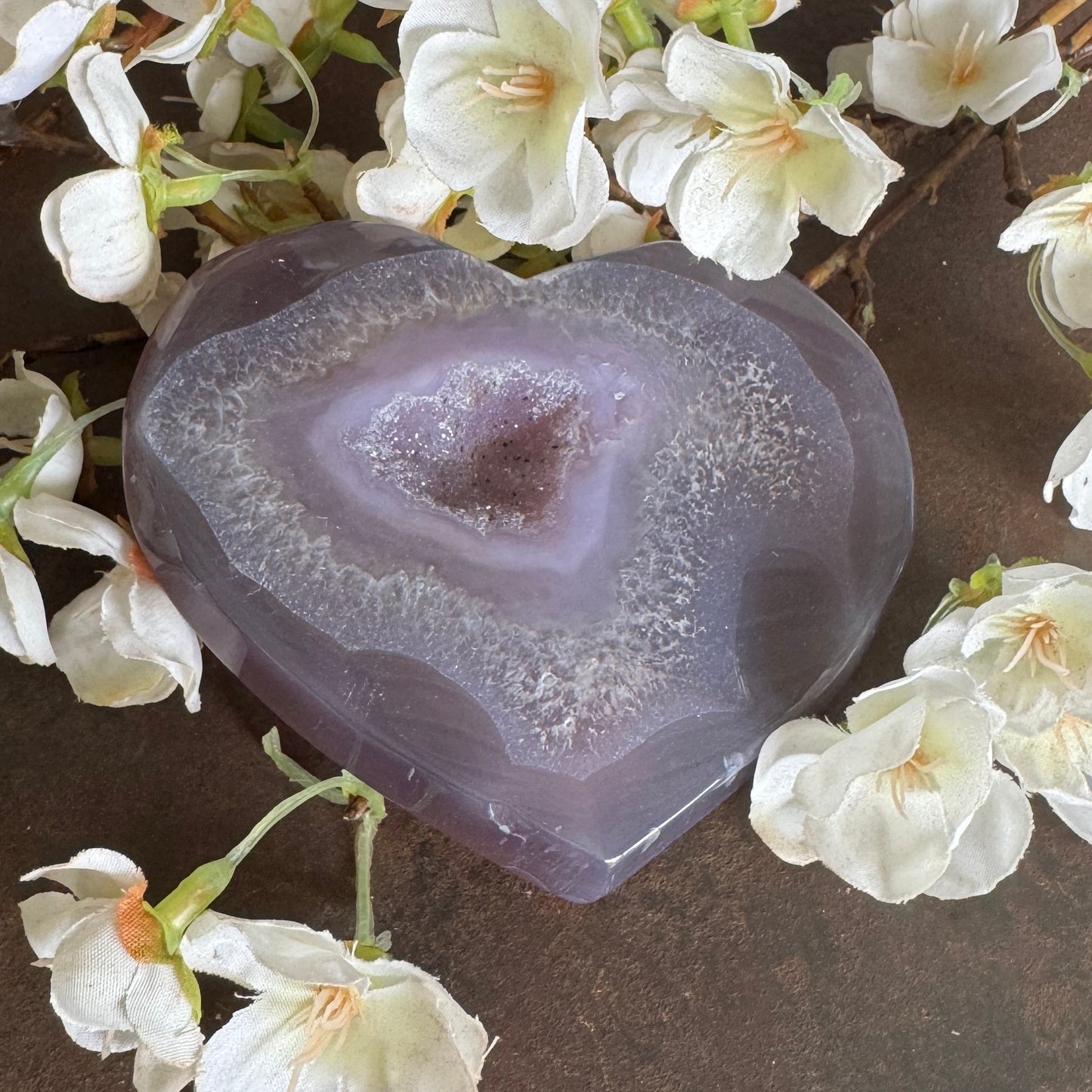 Agate Crystal Geode Druzy Hearts – Emotional Healing, Protection & Heart-Centred Balance