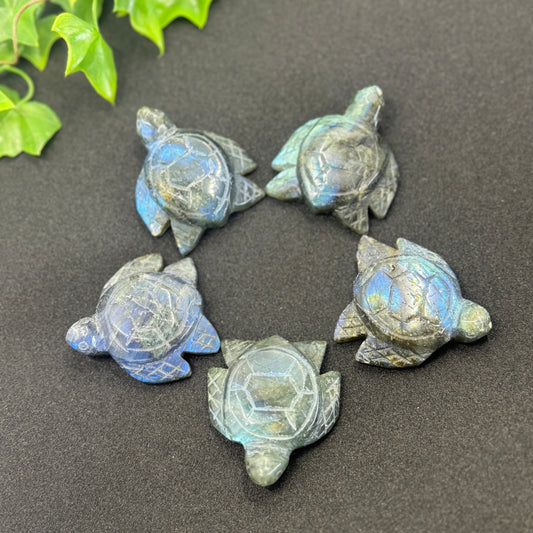 Labradorite Crystal Turtle – Hand-Carved Healing Crystal for Intuition, Protection & Wisdom