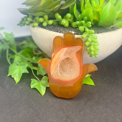Carnelian Hamsa Hand – Protection, Courage & Spiritual Healing