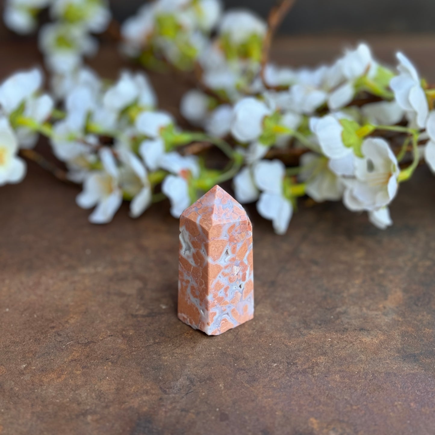 Pink Agate Crystal Tower – Emotional Healing, Self-Love & Spiritual Protection