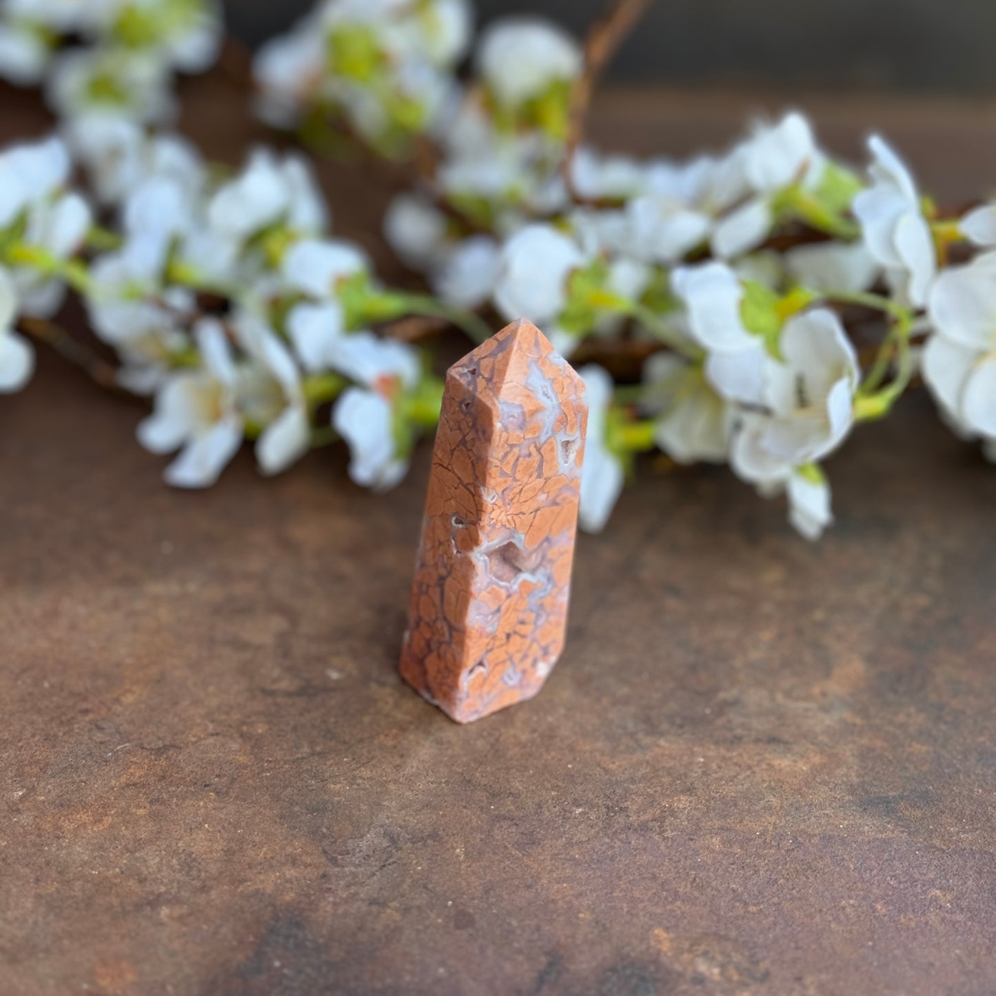 Pink Agate Crystal Tower – Emotional Healing, Self-Love & Spiritual Protection