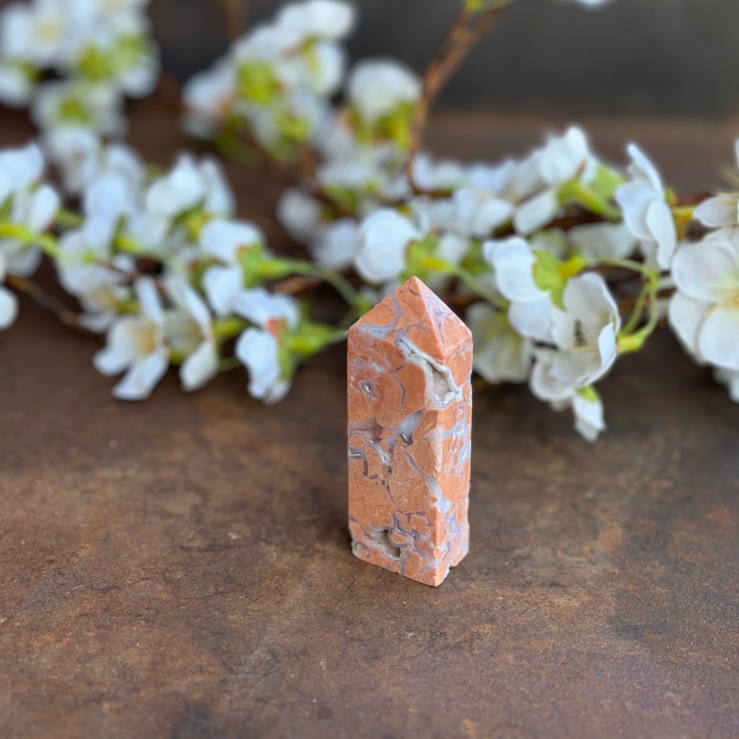 Pink Agate Crystal Tower – Emotional Healing, Self-Love & Spiritual Protection