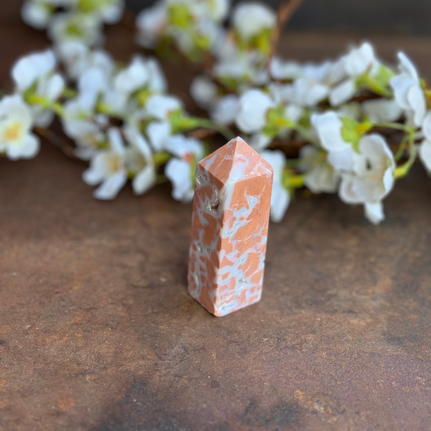 Pink Agate Crystal Tower – Emotional Healing, Self-Love & Spiritual Protection