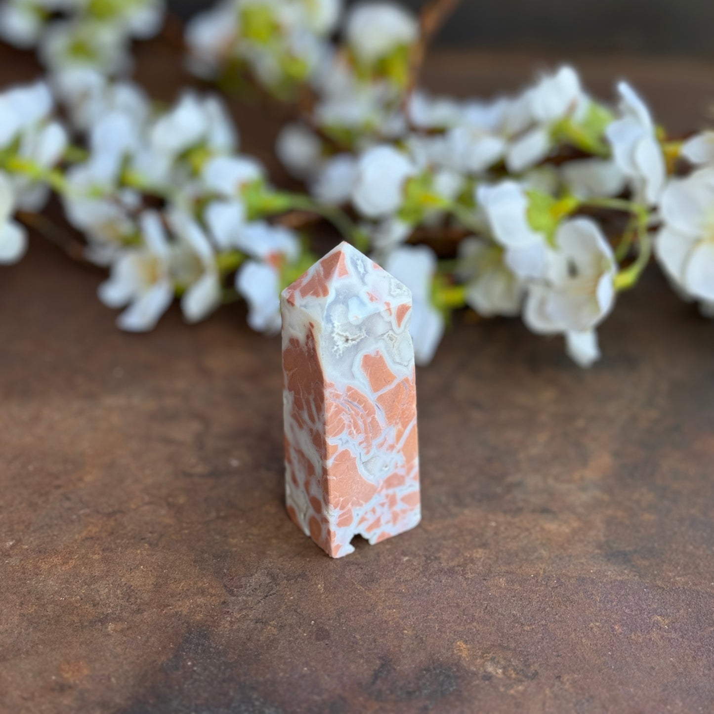 Pink Agate Crystal Tower – Emotional Healing, Self-Love & Spiritual Protection