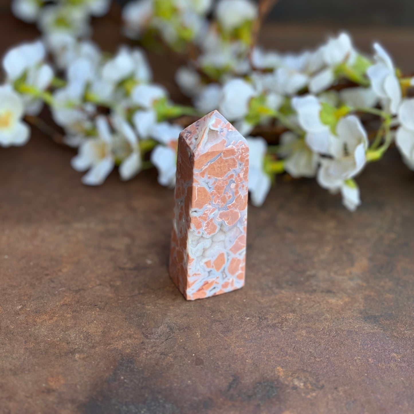 Pink Agate Crystal Tower – Emotional Healing, Self-Love & Spiritual Protection