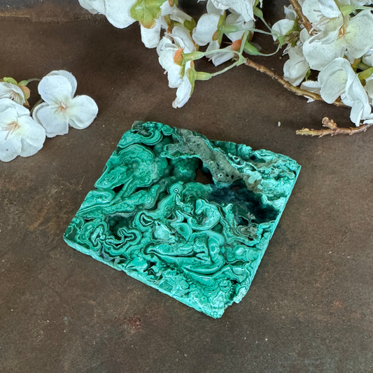 Malachite Slabs – Spiritual Coaster Décor for Protection, Healing & Energy Balance