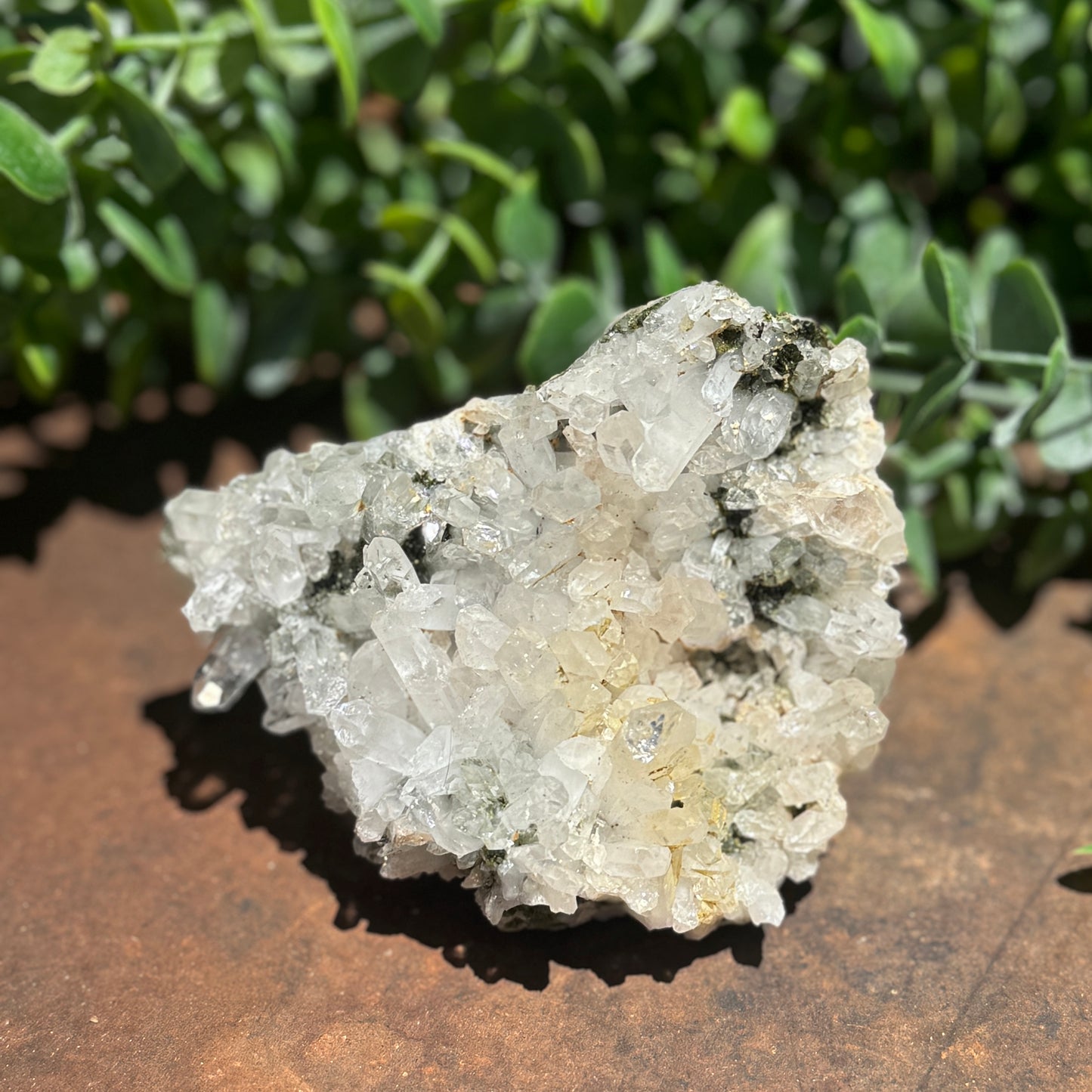 Epidote & Clear Quartz Specimen – Abundance, Manifestation & Spiritual Healing Decor