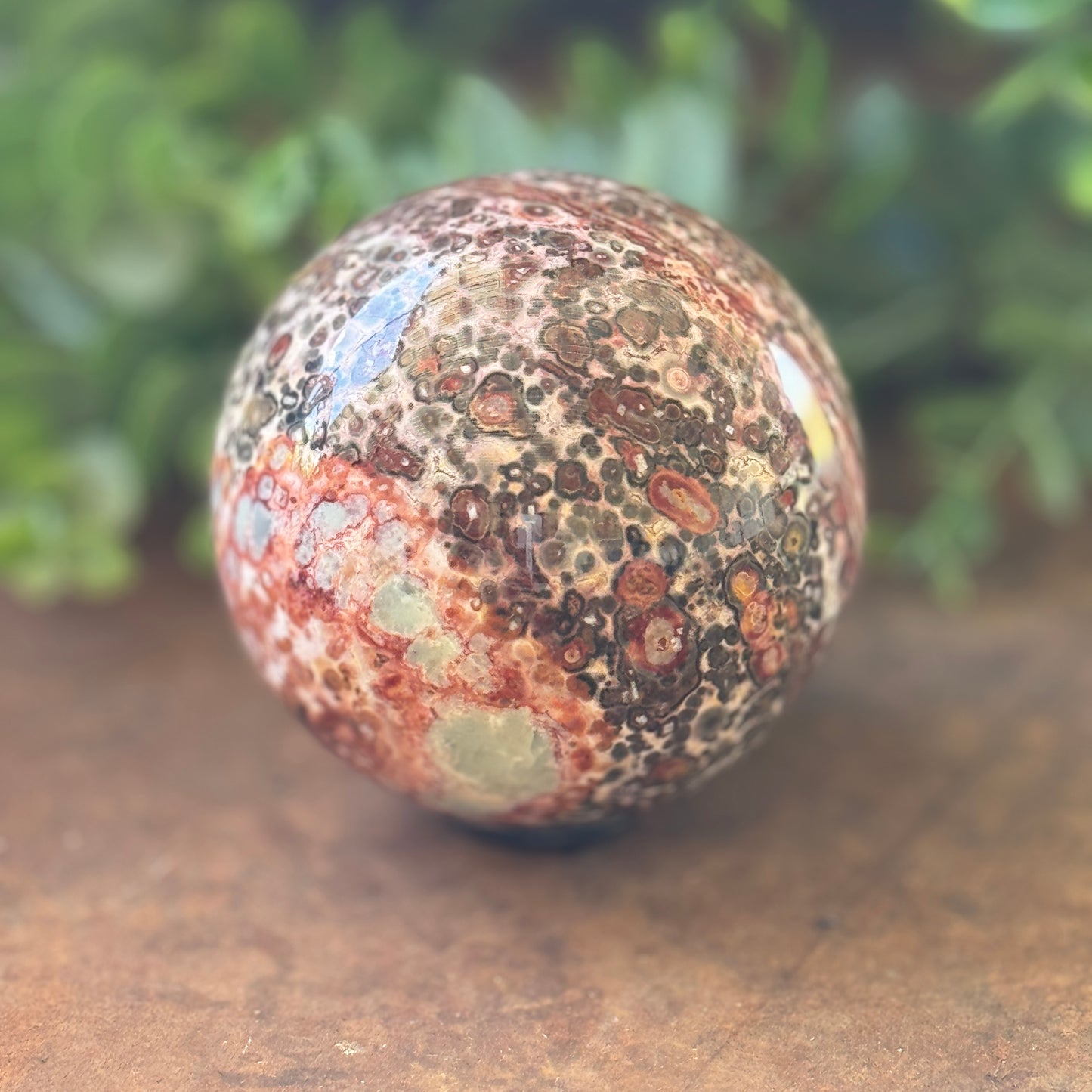 Leopard Print Jasper Crystal Sphere – Grounding, Protection & Emotional Healing