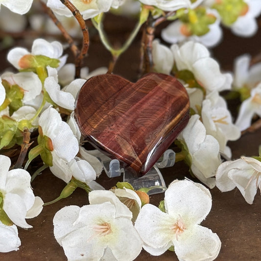 Red Tiger’s Eye Crystal Hearts – Grounding Strength, Confidence & Spiritual Protection