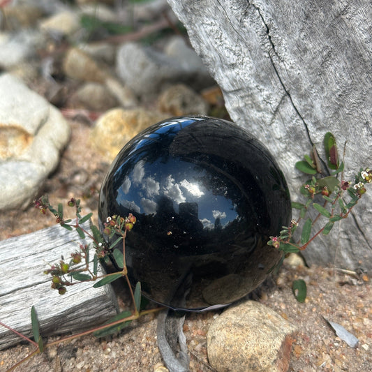 Black Obsidian Crystal Sphere – Grounding, Protection & Spiritual Cleansing