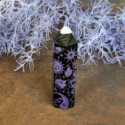 Cosmic Foiled Pattern Obsidian Tower – Protection, Grounding & Emotional Healing