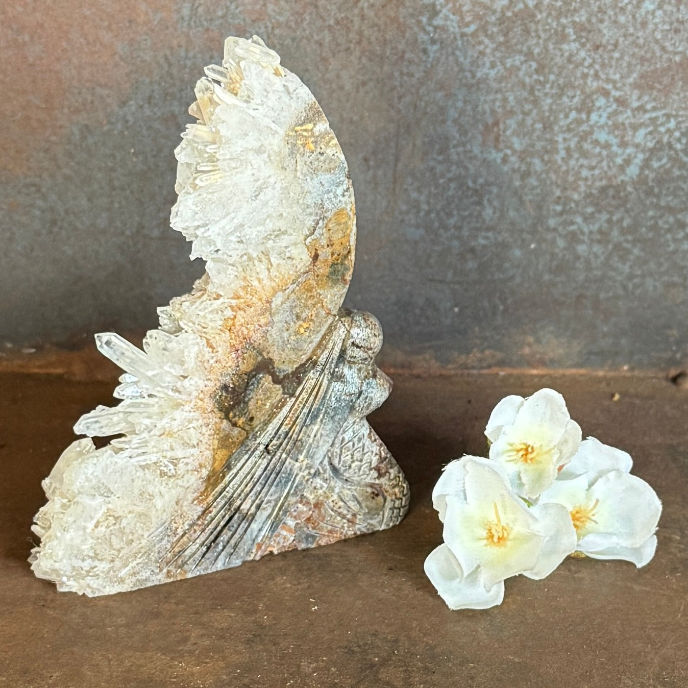 Geode Angel & Mermaid Crystal Carvings for spiritual protection, emotional healing and energy alignment