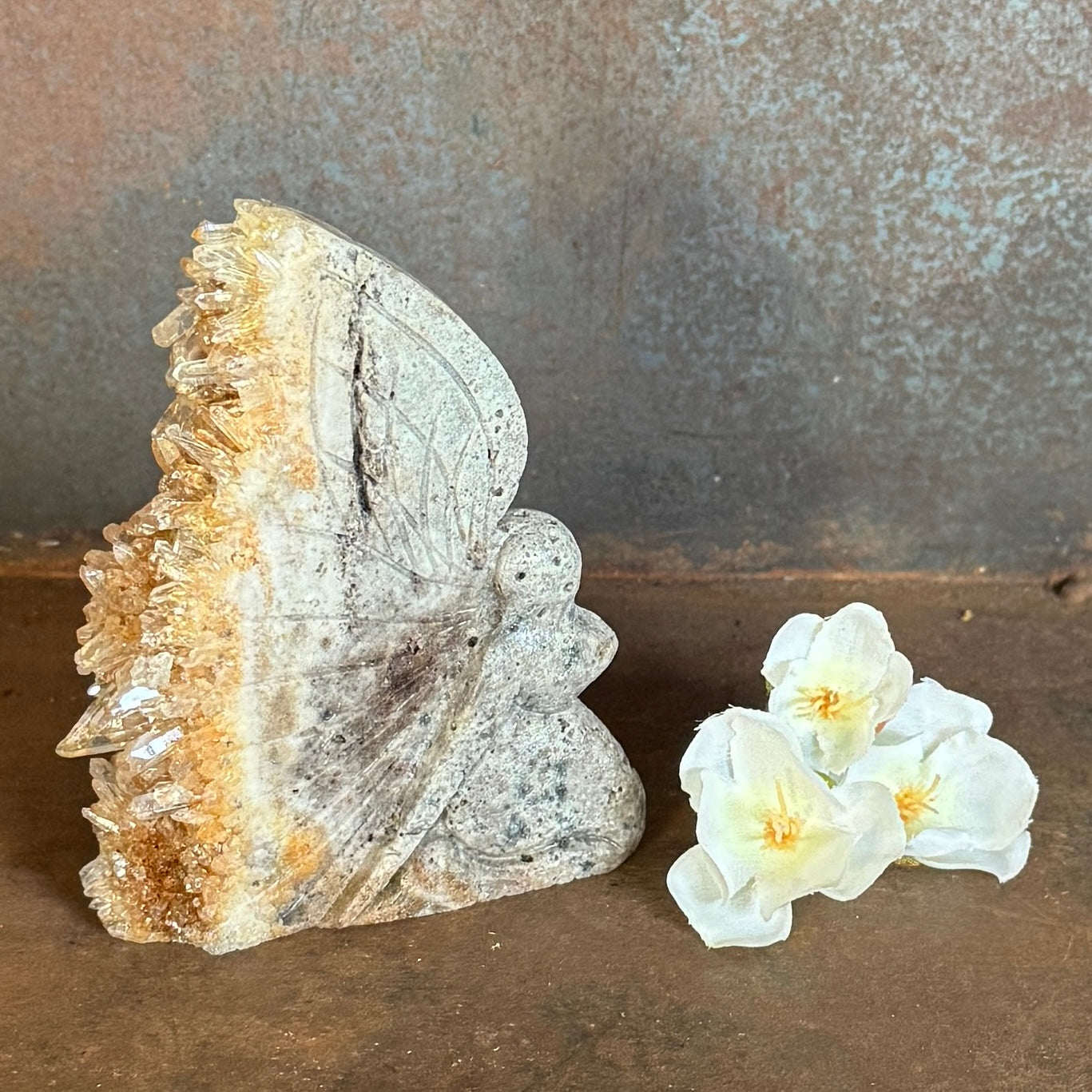 Geode Angel & Mermaid Crystal Carvings for spiritual protection, emotional healing and energy alignment