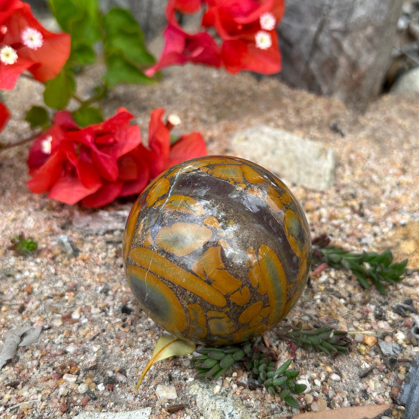 Bamboo Leaf Stone Crystal Sphere – Emotional Balance, Inner Peace & Powerful Spiritual Healing Energy