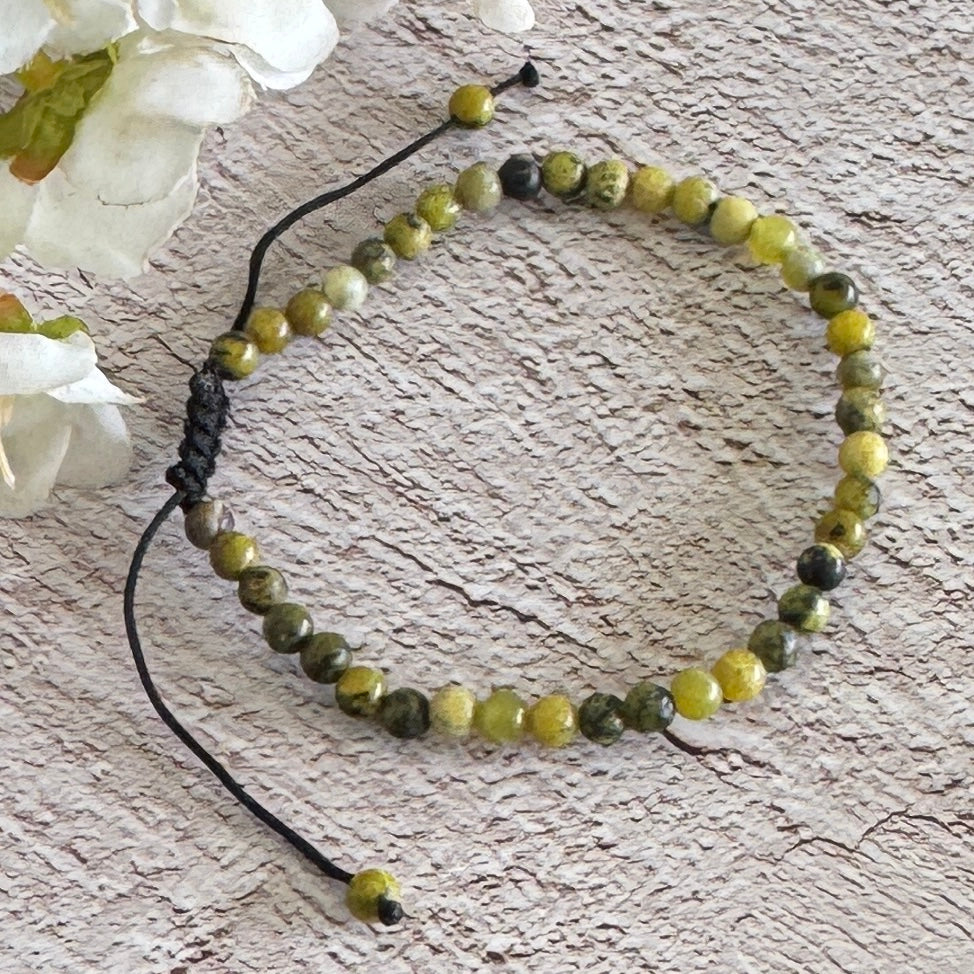 Yellow Turquoise Unisex Adjustable Crystal Bracelet 4mm – Joy, Balance & Positive Energy