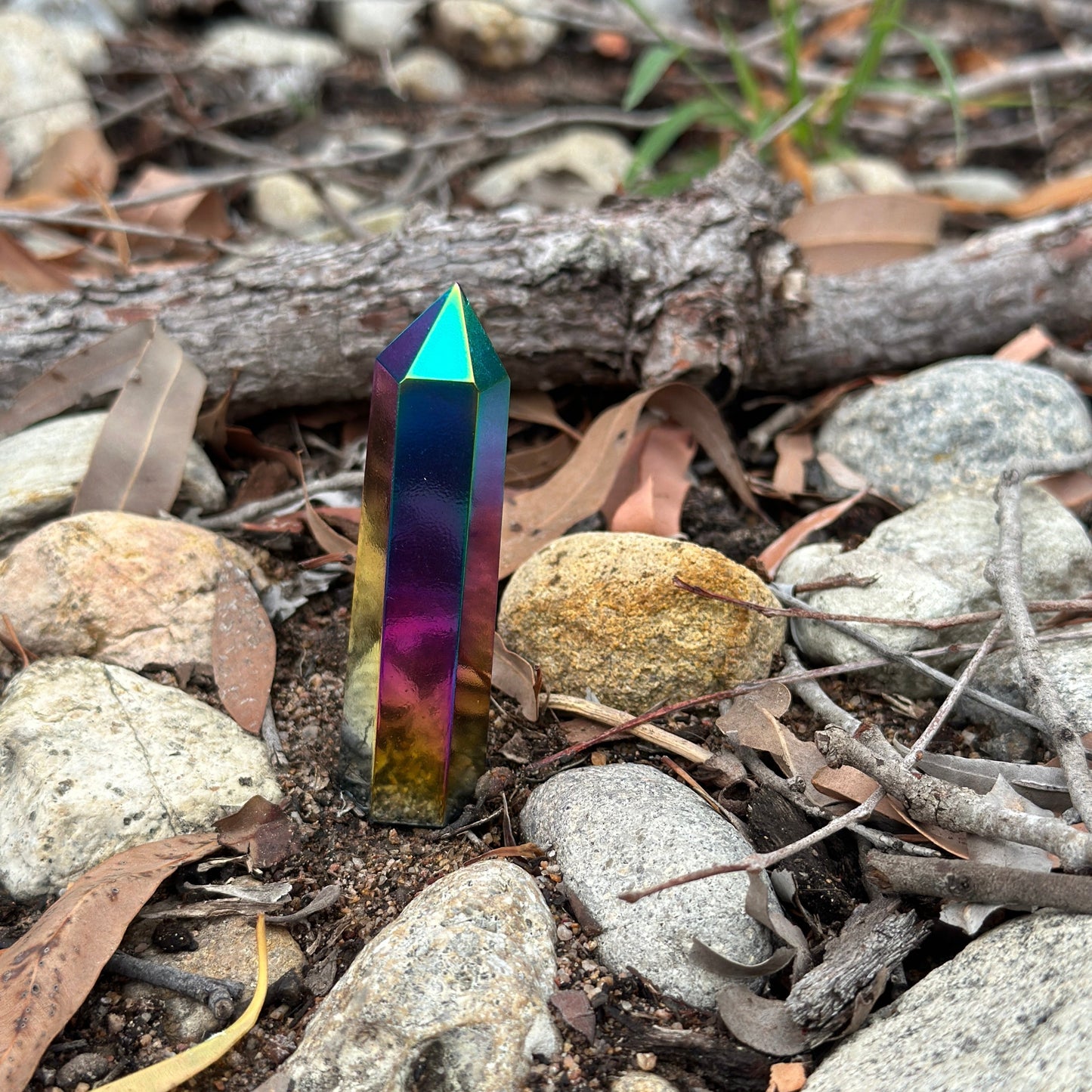 Aura-Coated Obsidian Tower – Spiritual Protection, Transformation & Healing Energy