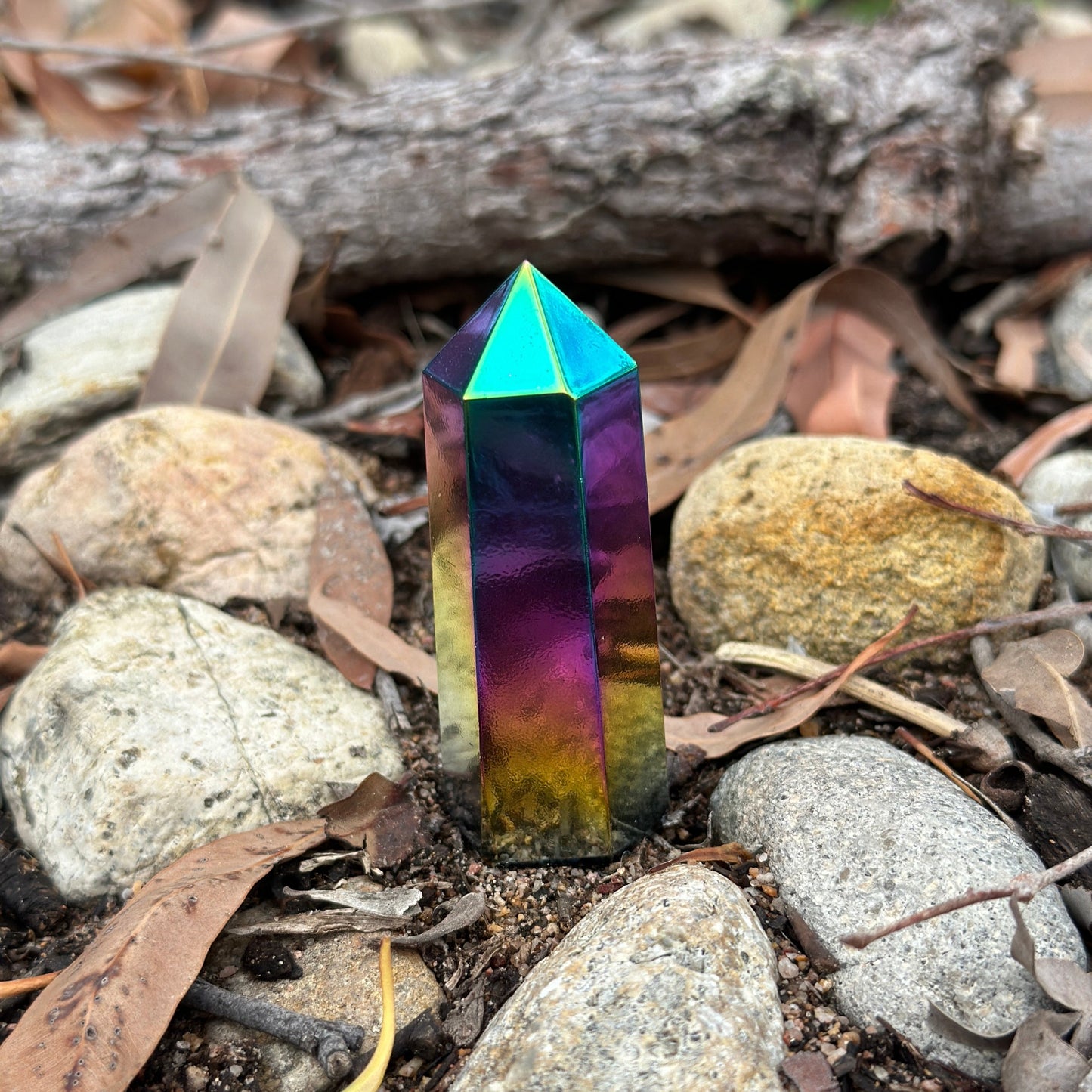 Aura-Coated Obsidian Tower – Spiritual Protection, Transformation & Healing Energy