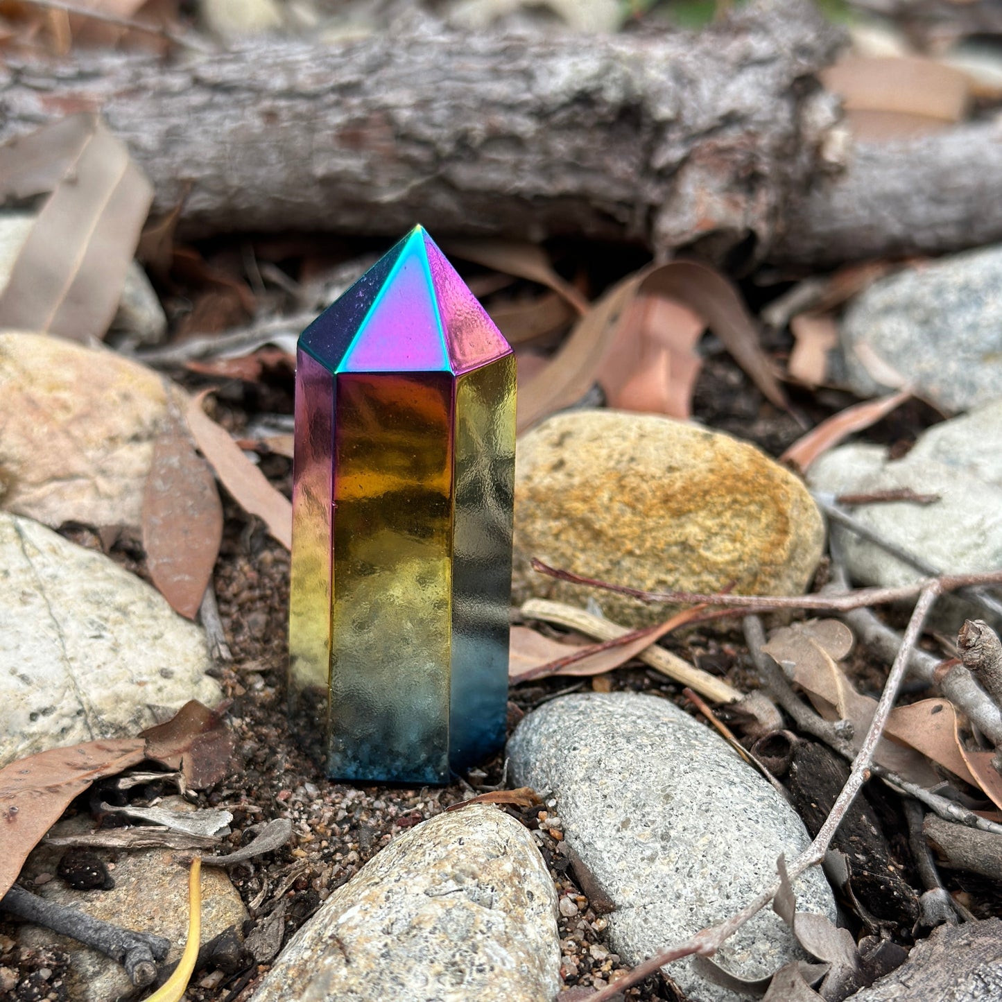 Aura-Coated Obsidian Tower – Spiritual Protection, Transformation & Healing Energy