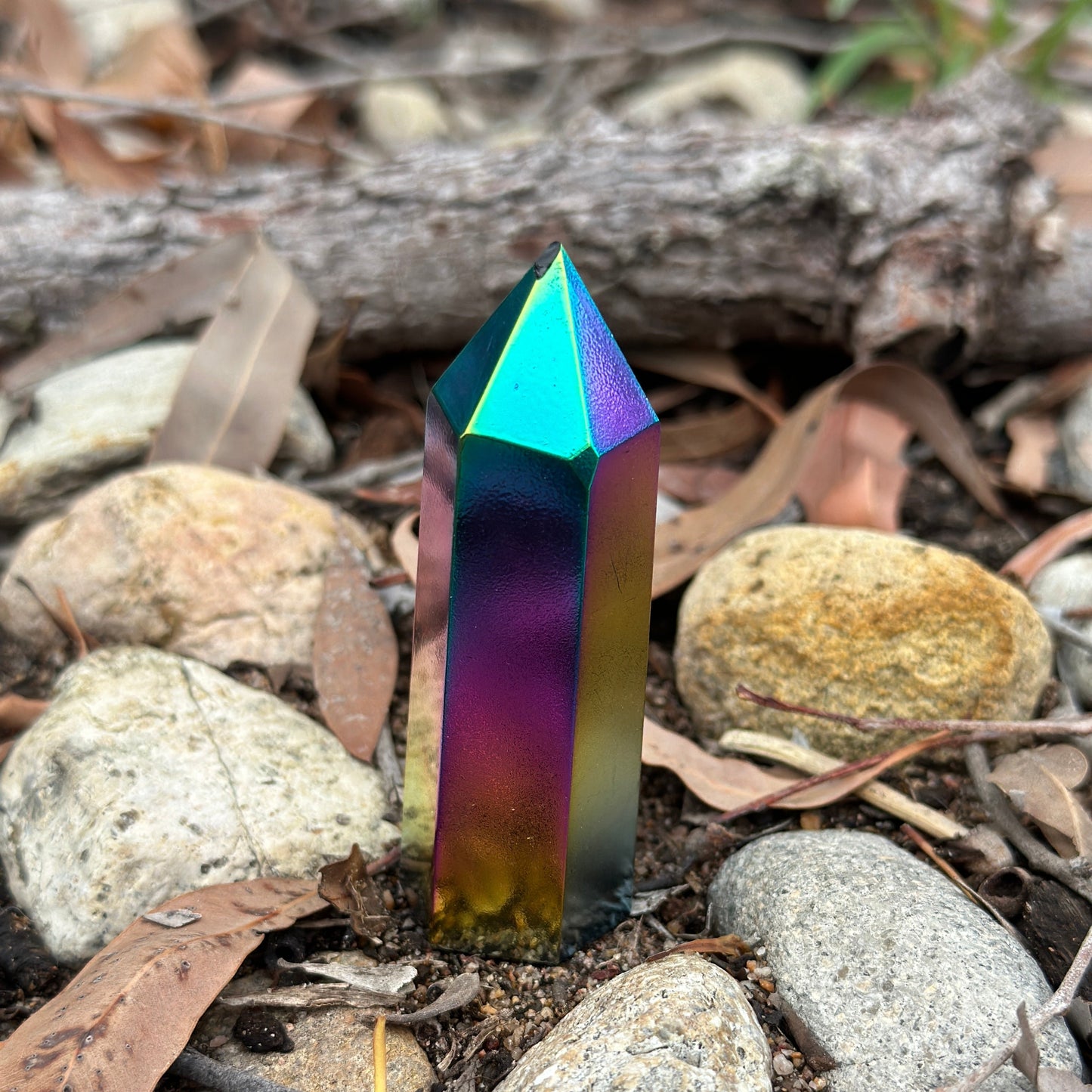Aura-Coated Obsidian Tower – Spiritual Protection, Transformation & Healing Energy