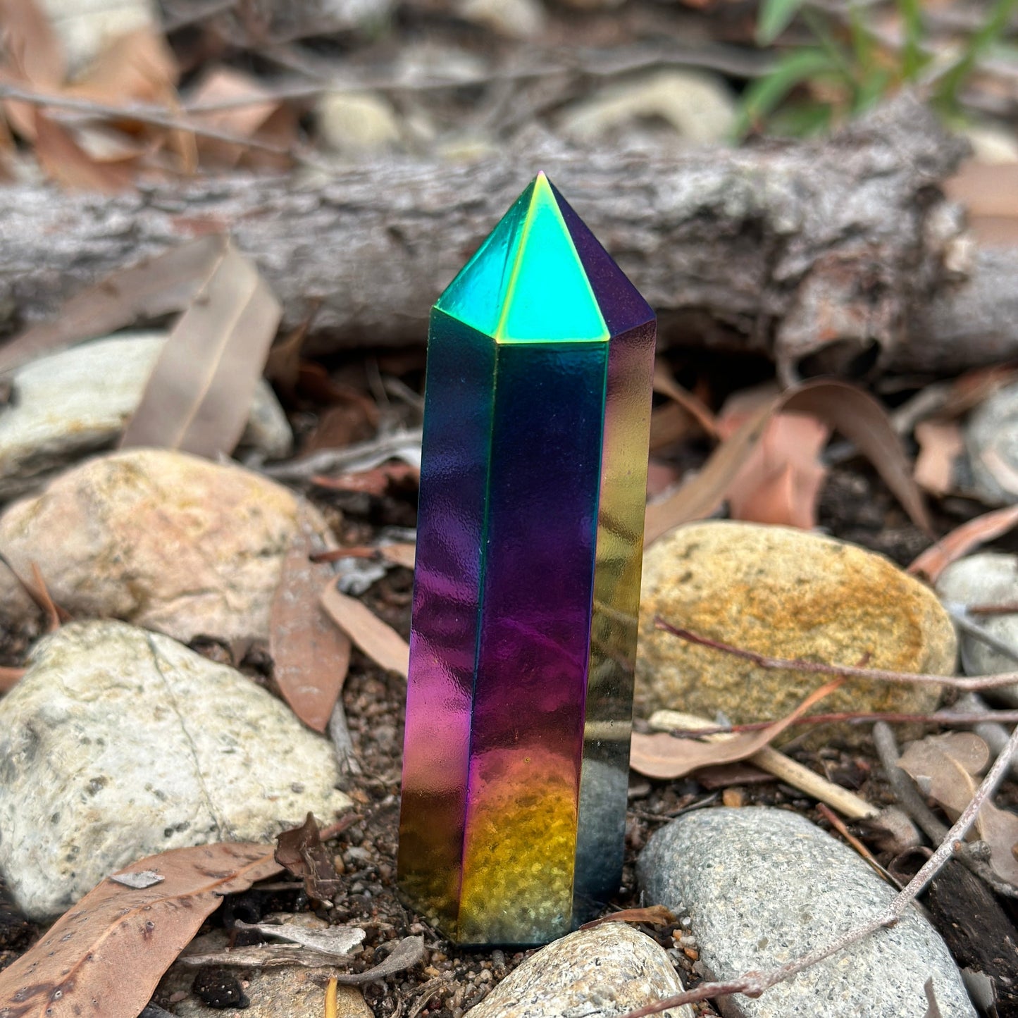 Aura-Coated Obsidian Tower – Spiritual Protection, Transformation & Healing Energy