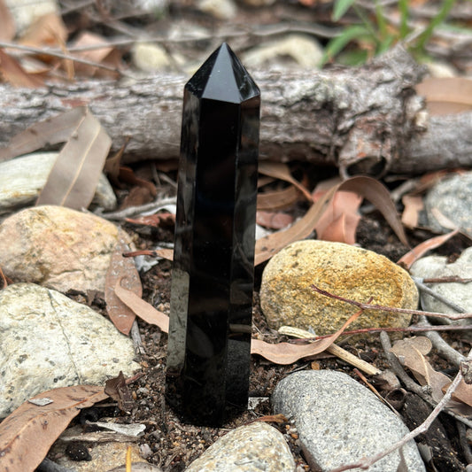 Black Obsidian Crystal Tower – Protection, Grounding & Spiritual Renewal