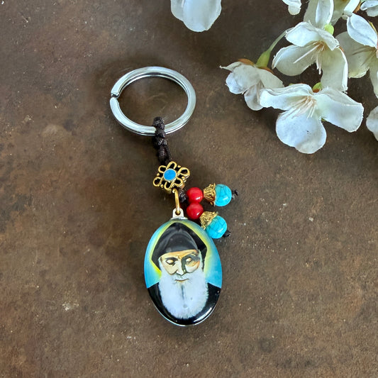St Charbel Keyring – Catholic Prayer Keyring for Faith, Hope & Healing