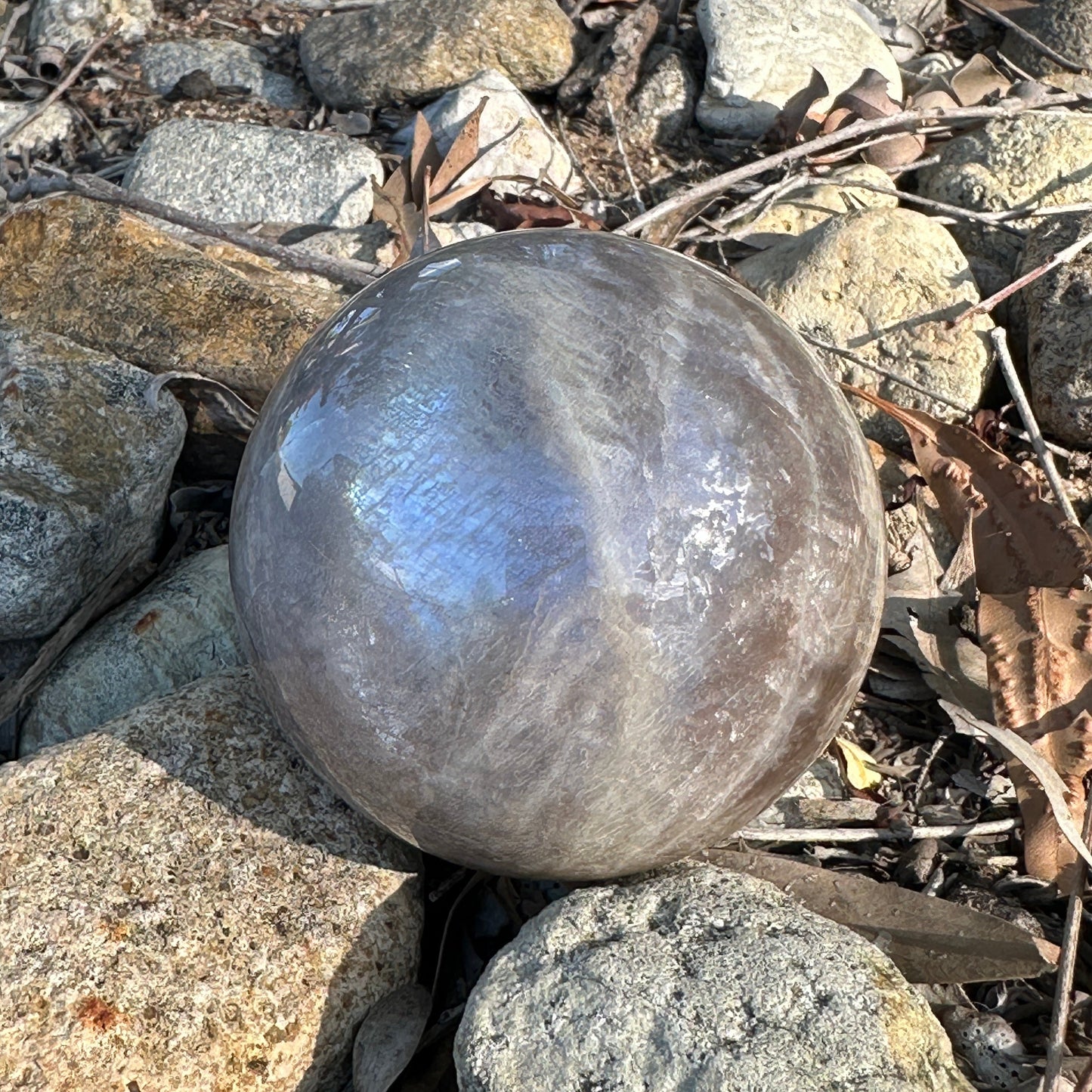 Moonstone Crystal Sphere – Intuition, Feminine Energy & Emotional Balance