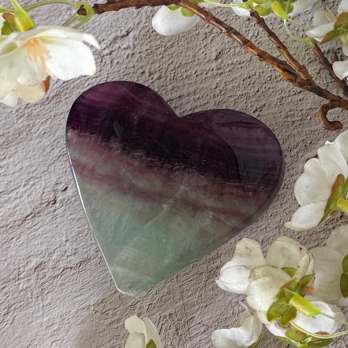 Rainbow Fluorite Crystal Heart – Emotional Healing, Clarity & Spiritual Protection | Spiritual Gift