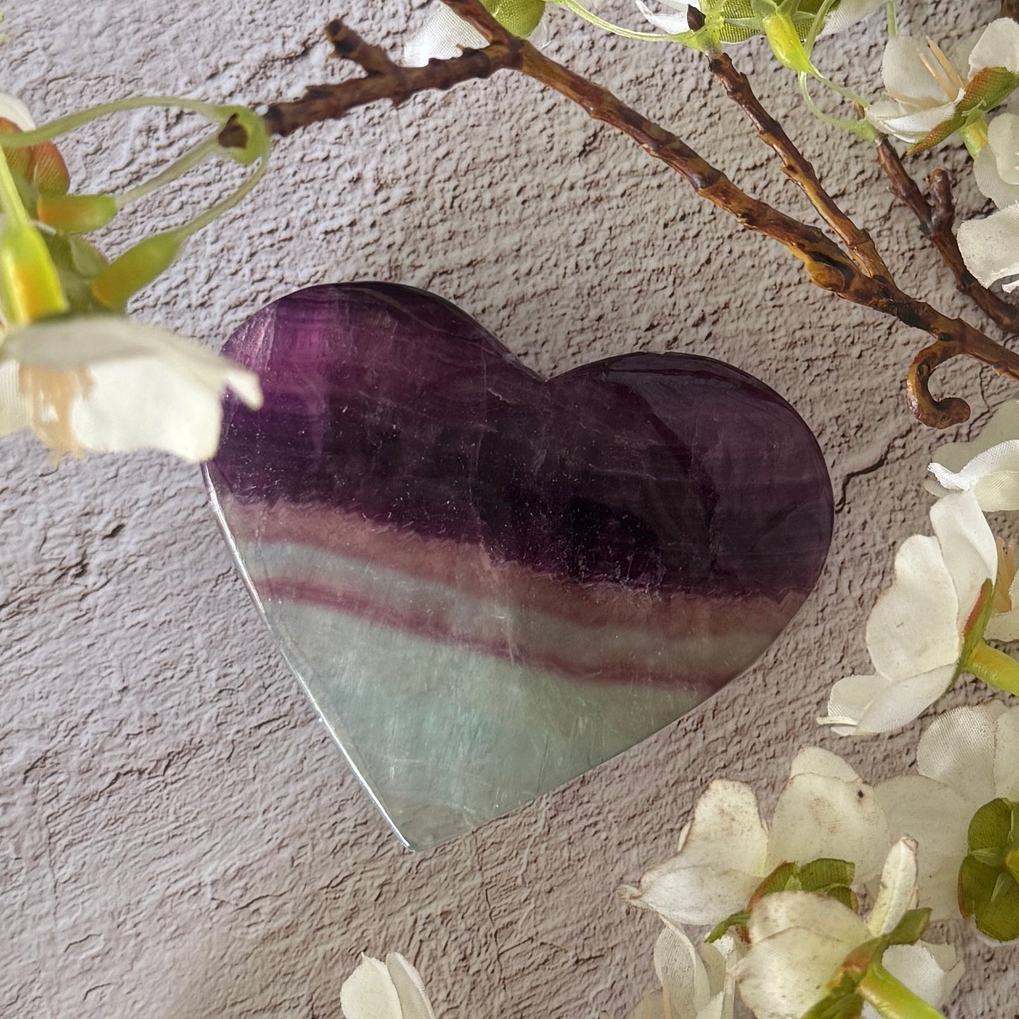 Rainbow Fluorite Crystal Heart – Emotional Healing, Clarity & Spiritual Protection | Spiritual Gift