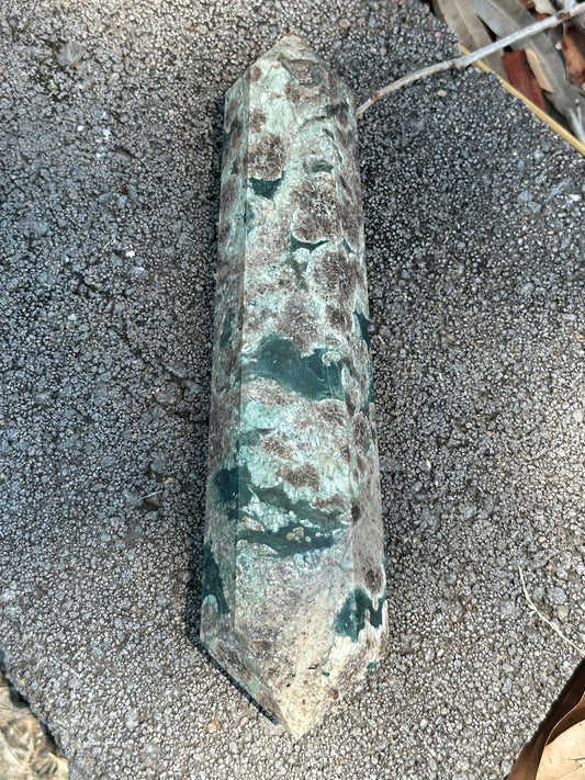 Green Cherry Blossom Sakura Jasper Double End Points – Healing, Growth & Spiritual Protection