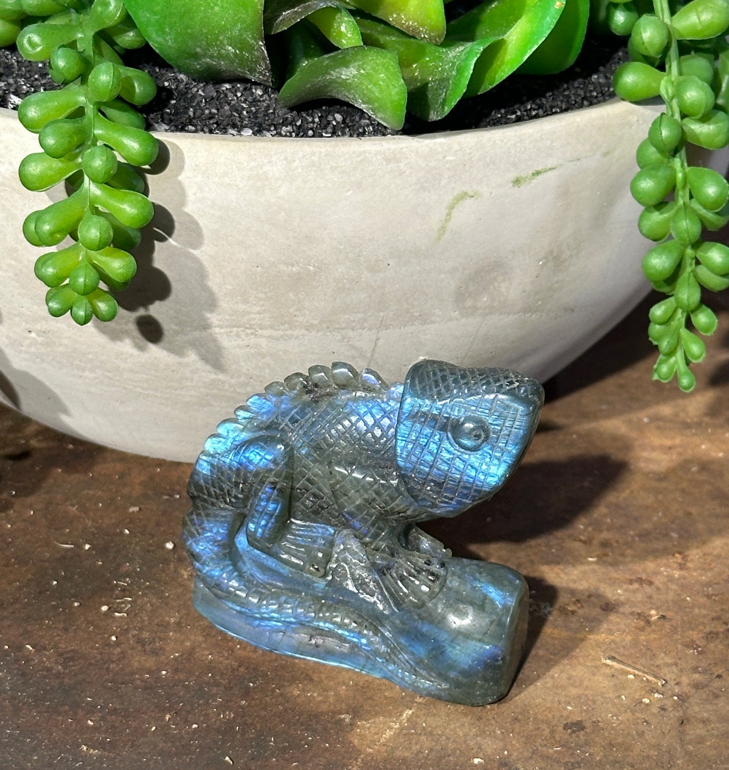 Labradorite Lizard Crystal Carving – Transformation, Protection & Intuitive Power