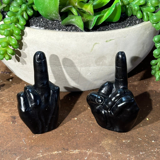 Black Obsidian Crystal Middle Finger – Deflect Negativity with Power & Purpose