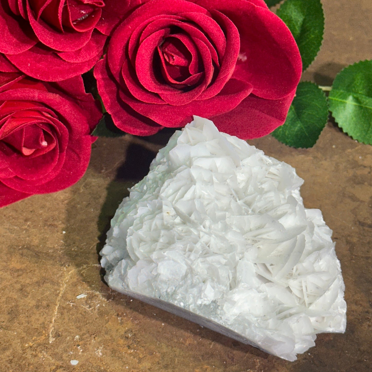 Rose Petal Calcite Specimen – Spiritual Healing, Emotional Balance & Heart Chakra Alignment