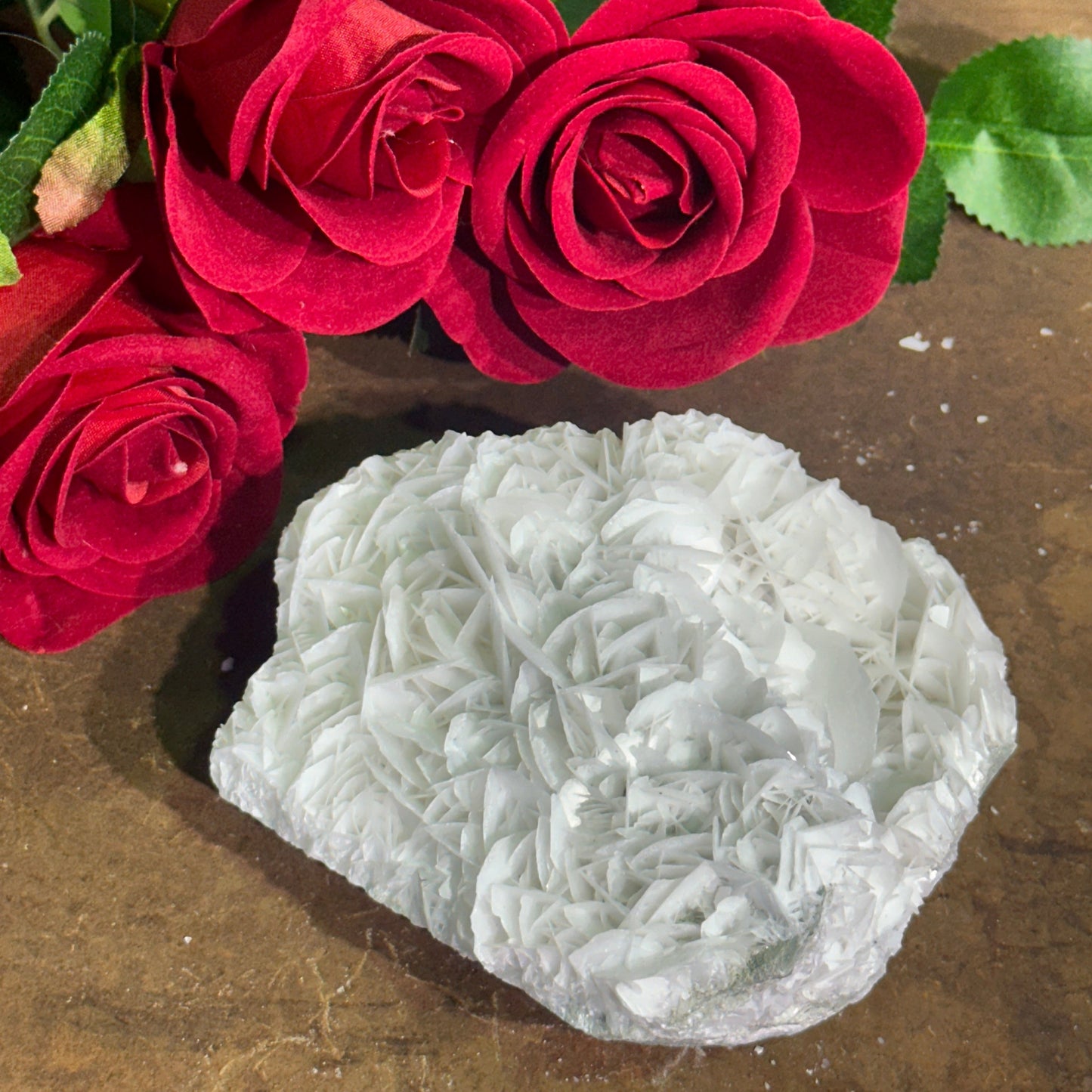 Rose Petal Calcite Specimen – Spiritual Healing, Emotional Balance & Heart Chakra Alignment