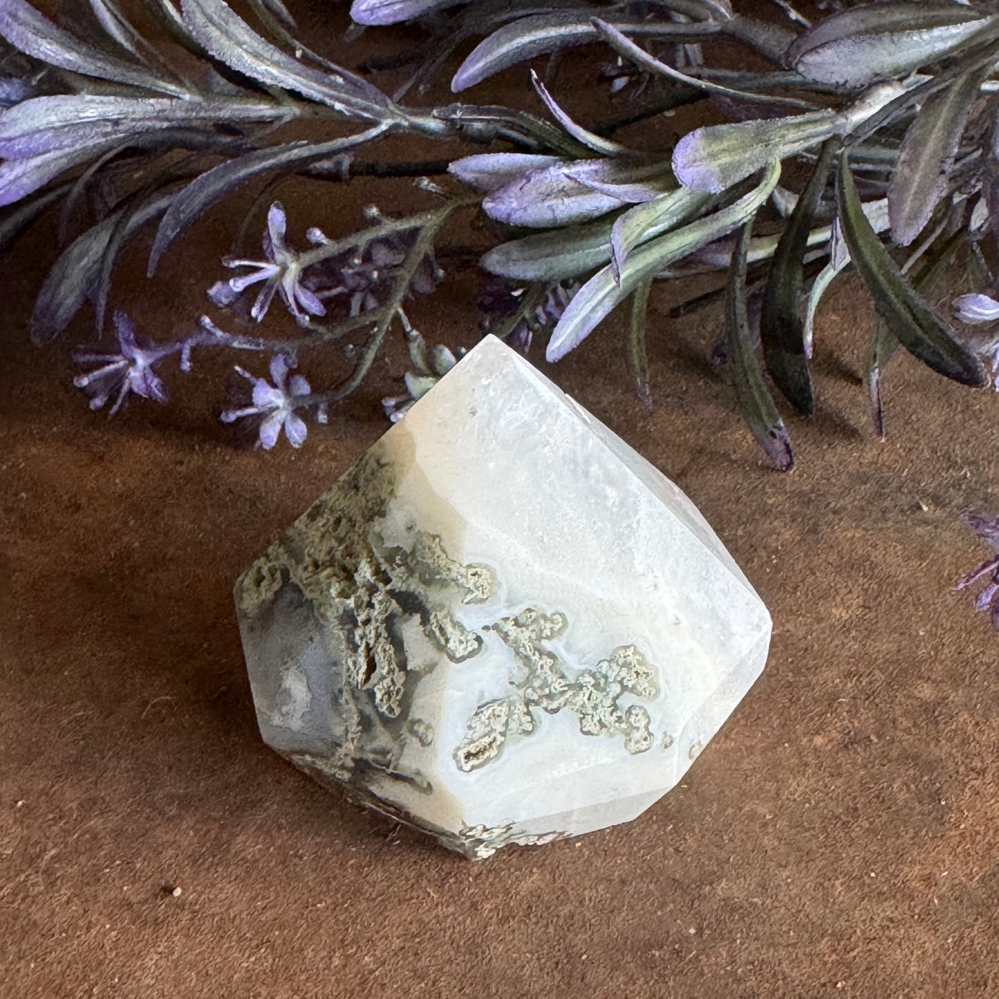 Moss Agate Crystal Diamond Cut Shape – Growth, Healing & Emotional Balance