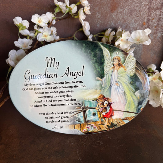 Heavenly Ceramic Plaque – Guardian Angel Protection for Every Soul