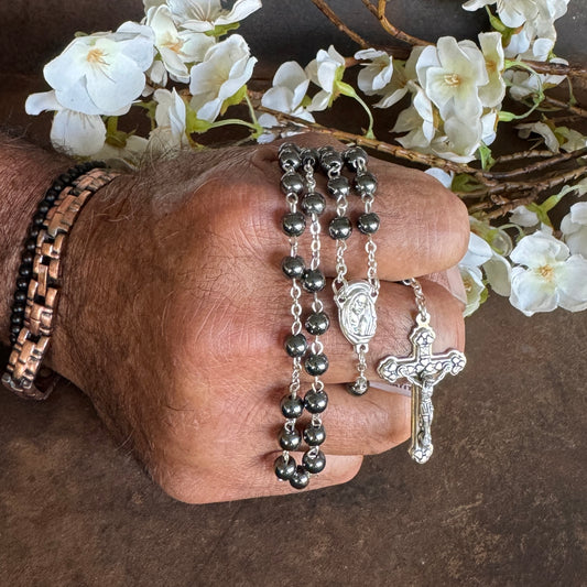 Hematite Rosary Beads – 6mm Crystal Beads for Grounding, Protection & Devotion