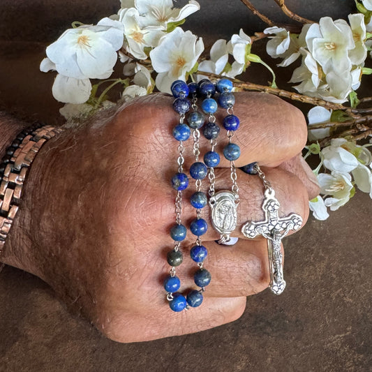 Lapis Lazuli Rosary Prayer Beads – Divine Wisdom, Inner Peace & Spiritual Healing