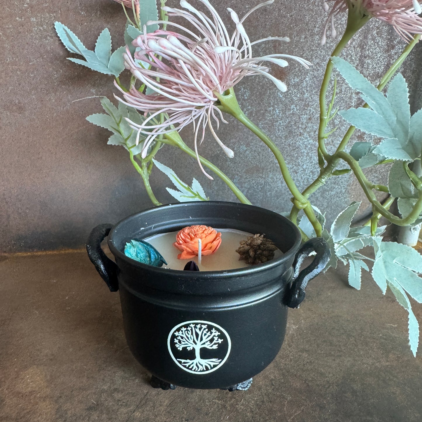 White Sage Tree of Life Cauldron Candle (326g) – Smudging & Energy Cleansing